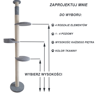 A-n S4 Drapak sufitowy / rozporowy. Indywidualne wysokości pięter